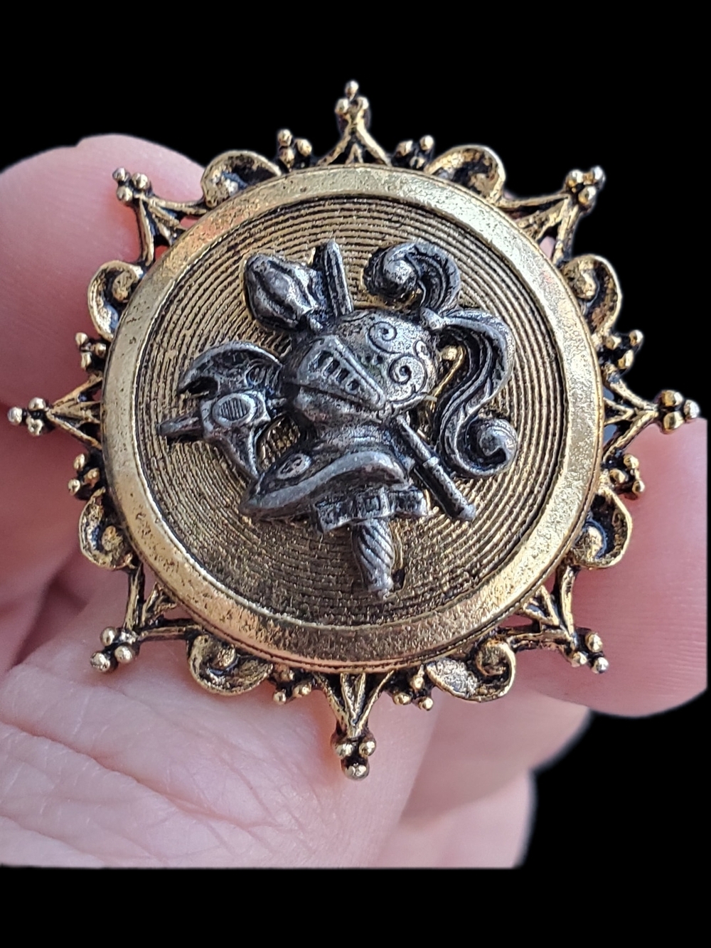 Vintage ART Heraldic Medallion Scarf Loop Ring